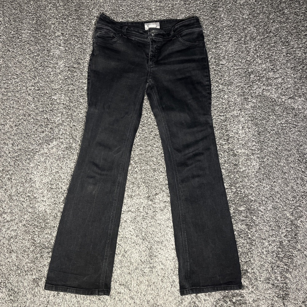 So Slimming By Chico's 00 Short Black Boot Cut Jeans Embellished Pockets‎